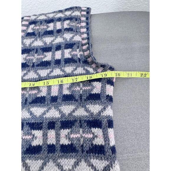 Large Multicolor Vneck Geometric Pattern Sleeveless Unisex Sweater Vest Vintage - Picture 6 of 7